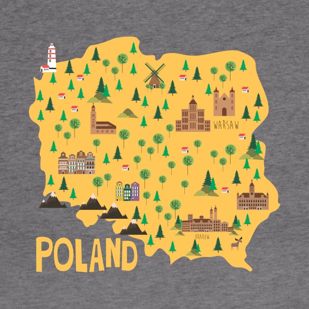 Poland Illustrated Map by JunkyDotCom